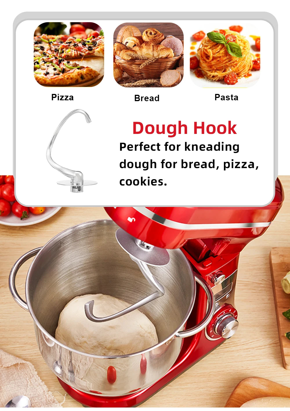Biolomix Stand Mixer and Blender with Quiet Motor Dough Hook