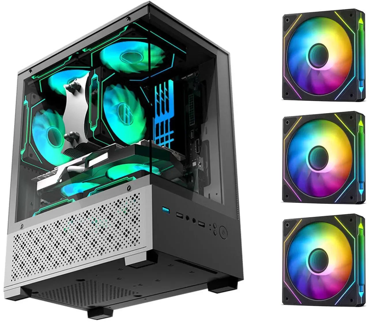Micro ATX Case With 3x ARGB Fans And Tempered Glass