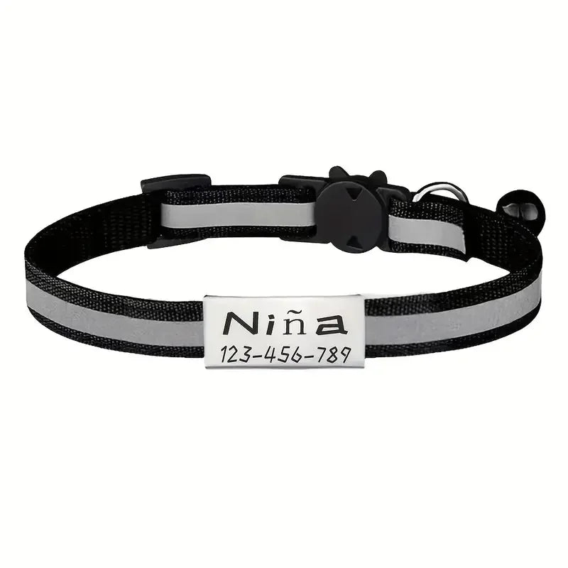 Personalized Reflective Cat Safety Collar Adjustable With Engraved ID