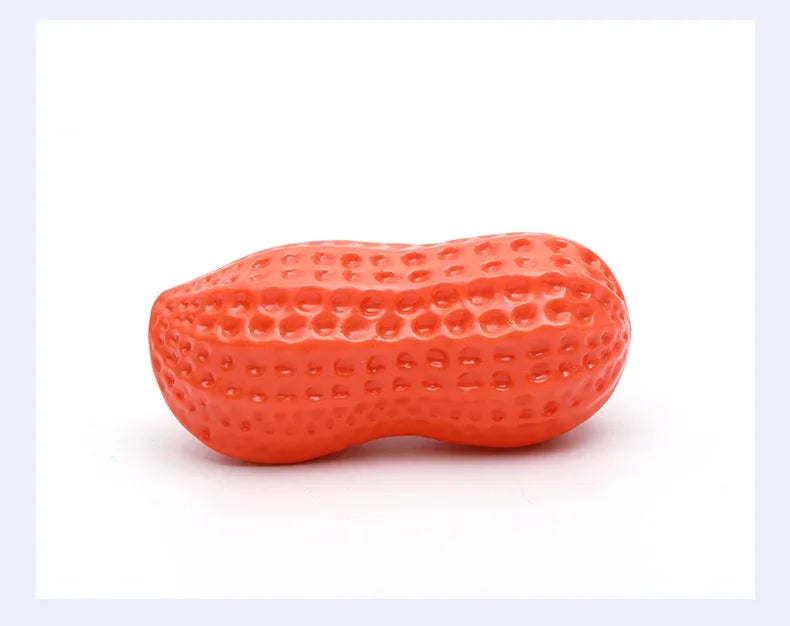 Dog Peanut Shaped Chew Toy Squeaker Rubber Teething Toy