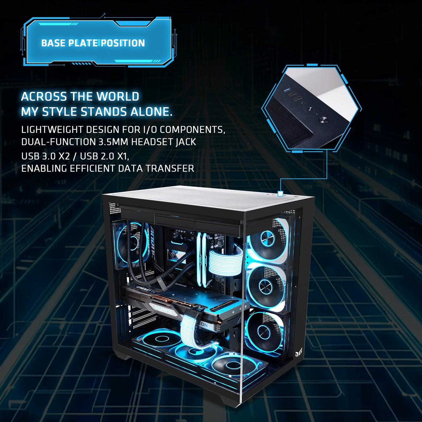 Yeah Magic Sword V 270° Column-Free Panoramic View ATX PC Case  Superior Thermal Performance Gaming And Office PC Case