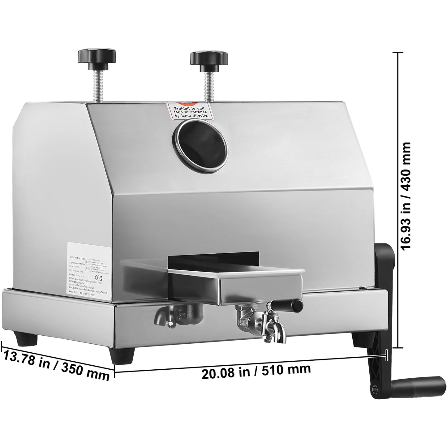 VEVOR Commercial Sugar Cane Juicer 110LBS/H High Output