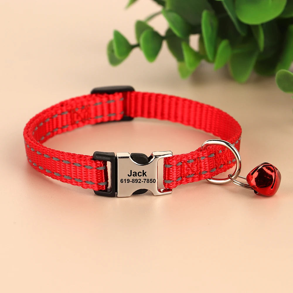 Personalized Cat And Small Dog Adjustable Collar With Engraved Name