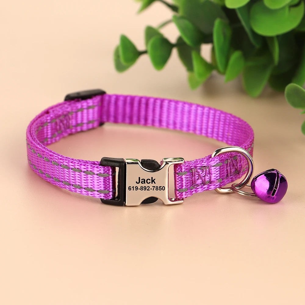 Personalized Cat And Small Dog Adjustable Collar With Engraved Name