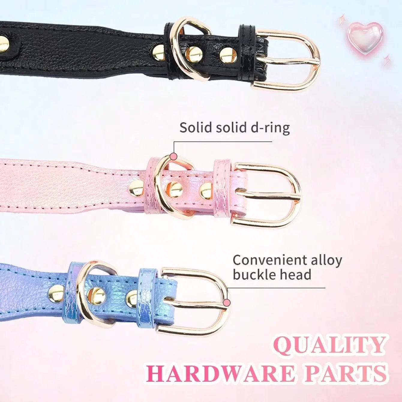 PU Leather Delicate Dog Collar Jeweled Gemstone Decoration