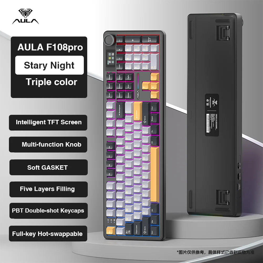 AULA F108 Pro Wireless Keyboard With TFT Smart Display