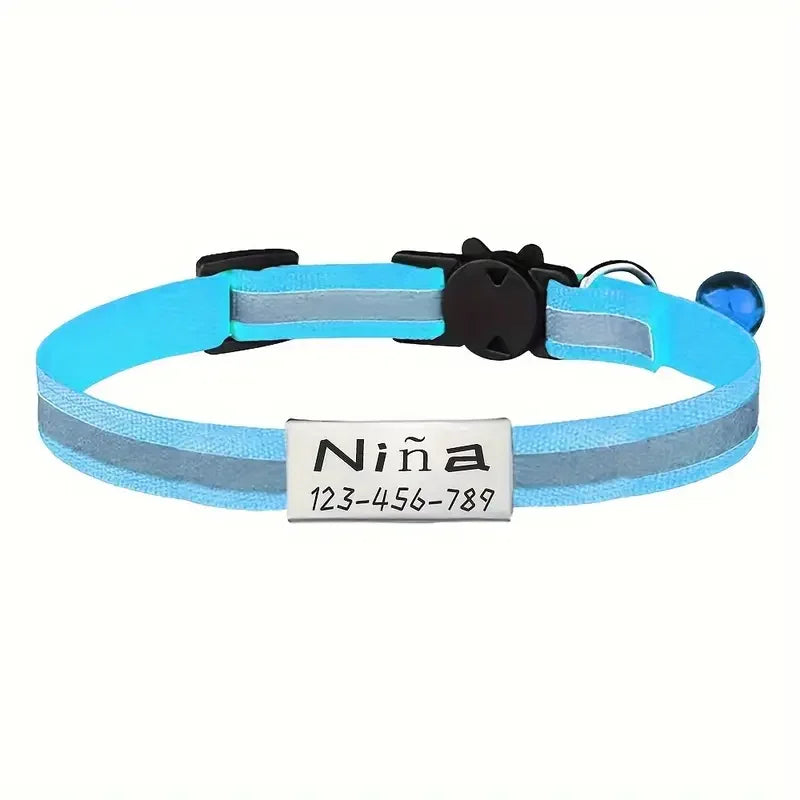 Personalized Reflective Cat Safety Collar Adjustable With Engraved ID