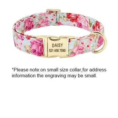 Pet Artist CN Personalized Dog Collar Leash Set Engraved Nameplate
