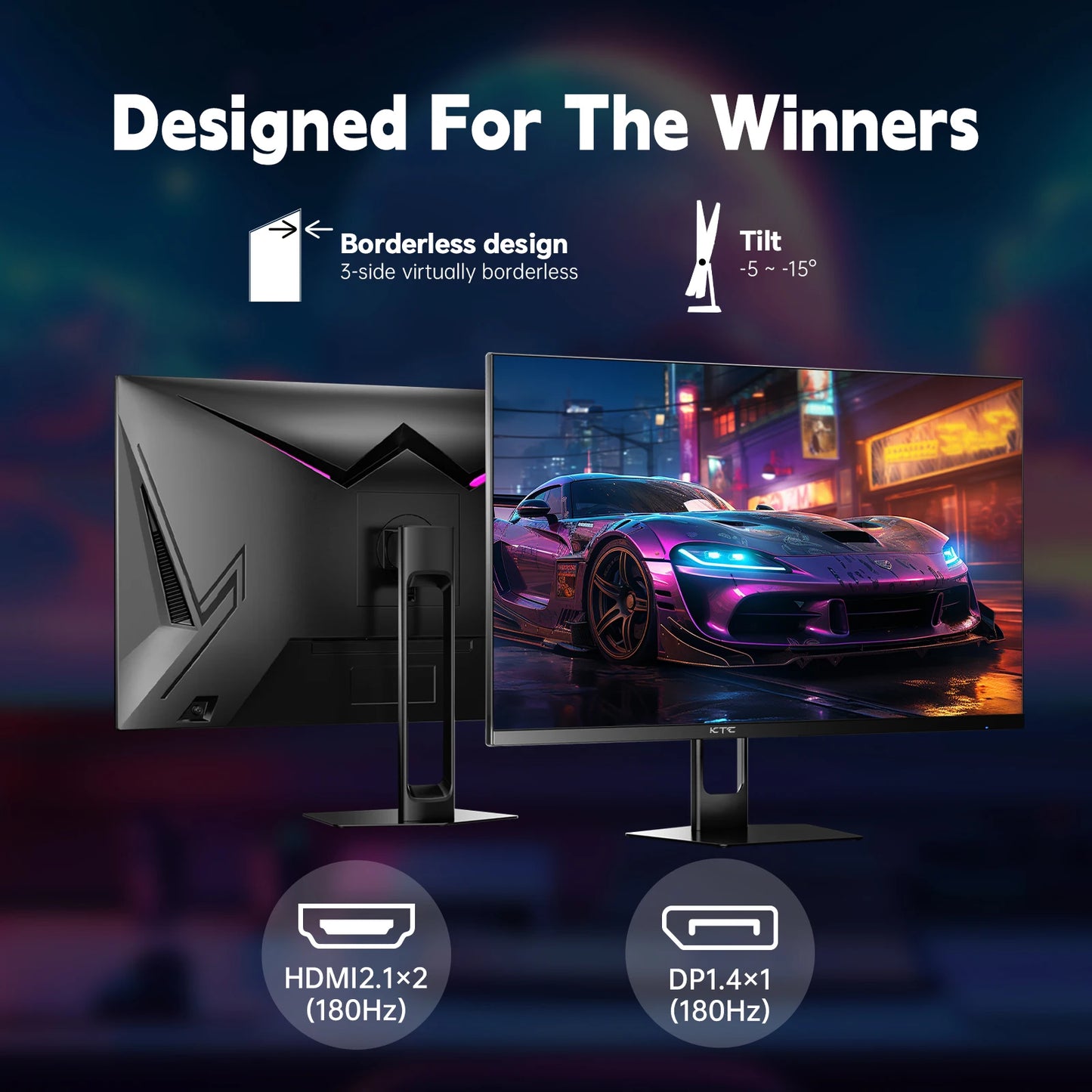 KTC Gaming Monitor 180Hz 1ms Fast IPS 1080p Freesync DP 1.4 HDMI 2.0