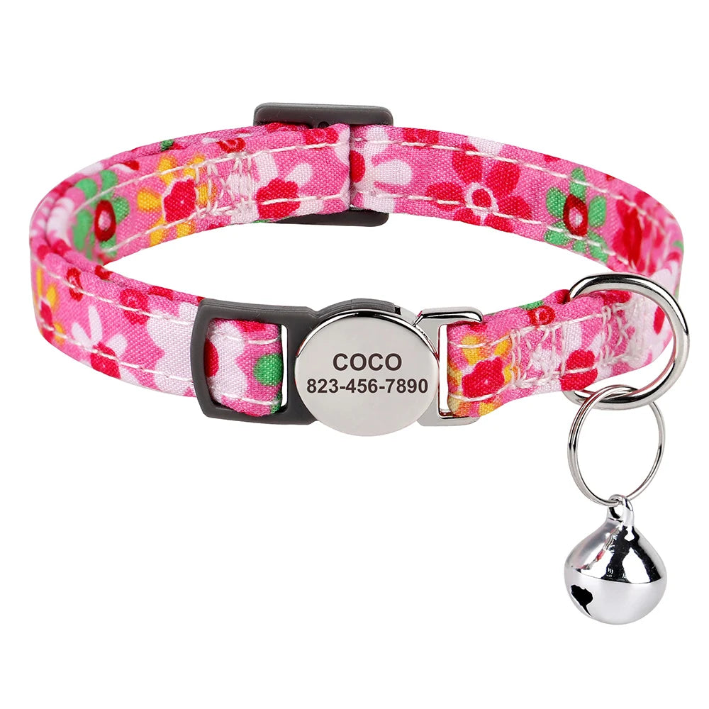 Personalized Cat And Small Dog Adjustable Collar With Engraved Name