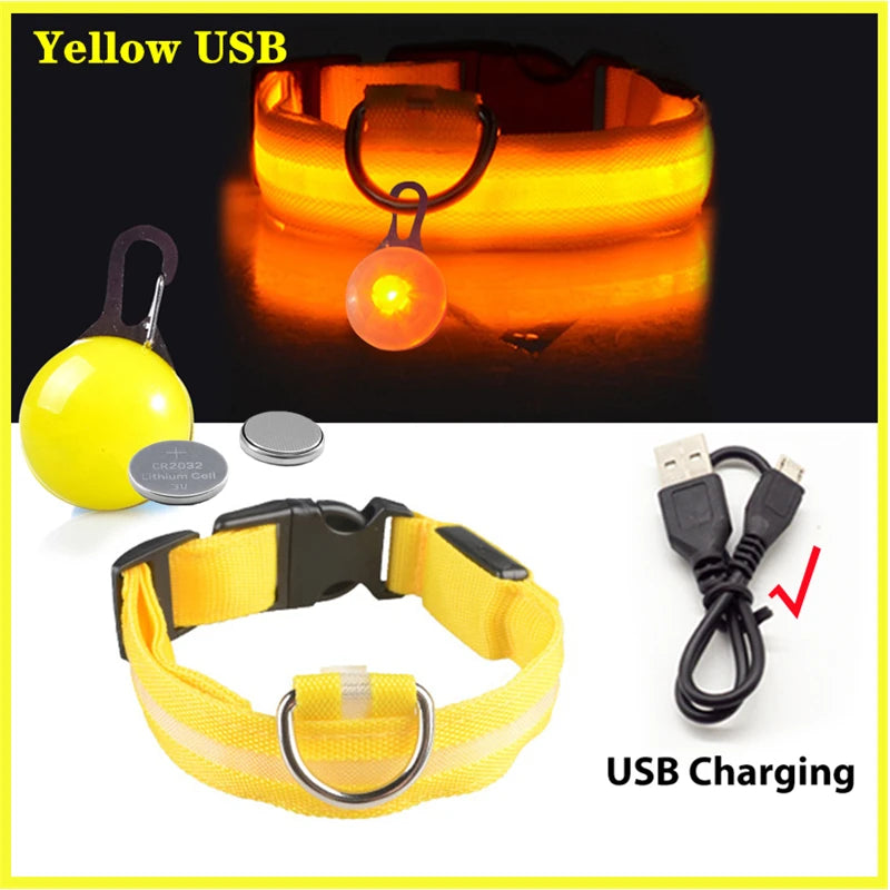 COOYOMOO USB Charging Glowing Dog Collar With Pendant LED Light