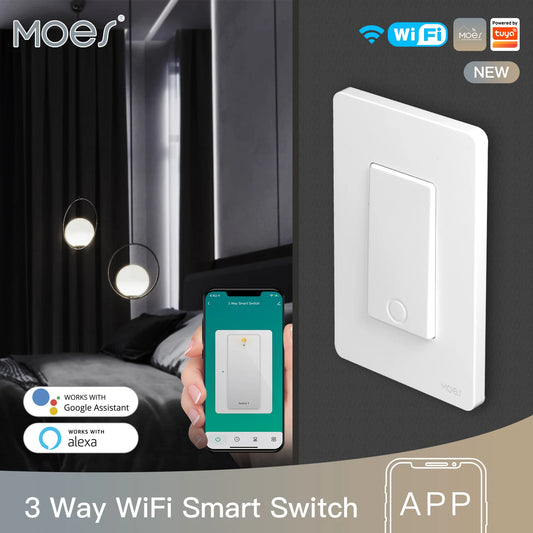 MOES New Star Ring Series Tuya Smart WiFi Light Switch Three Way Voice Control