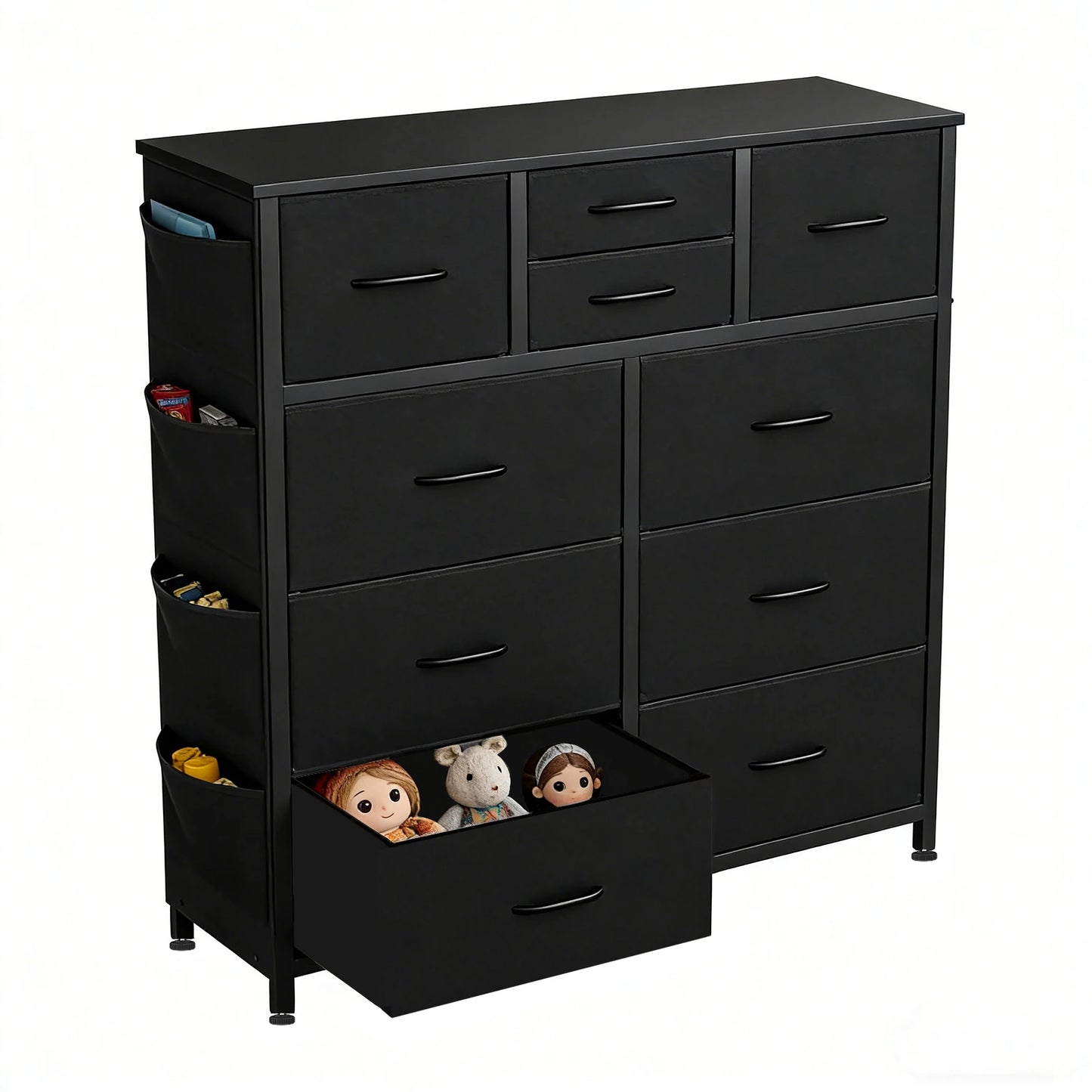JHK Living Room Steel Frame Cabinet With 10 Fabric Drawers