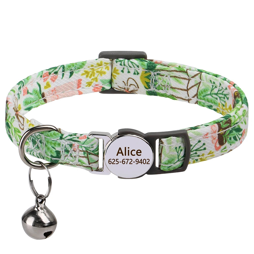 Personalized Cat And Small Dog Adjustable Collar With Engraved Name