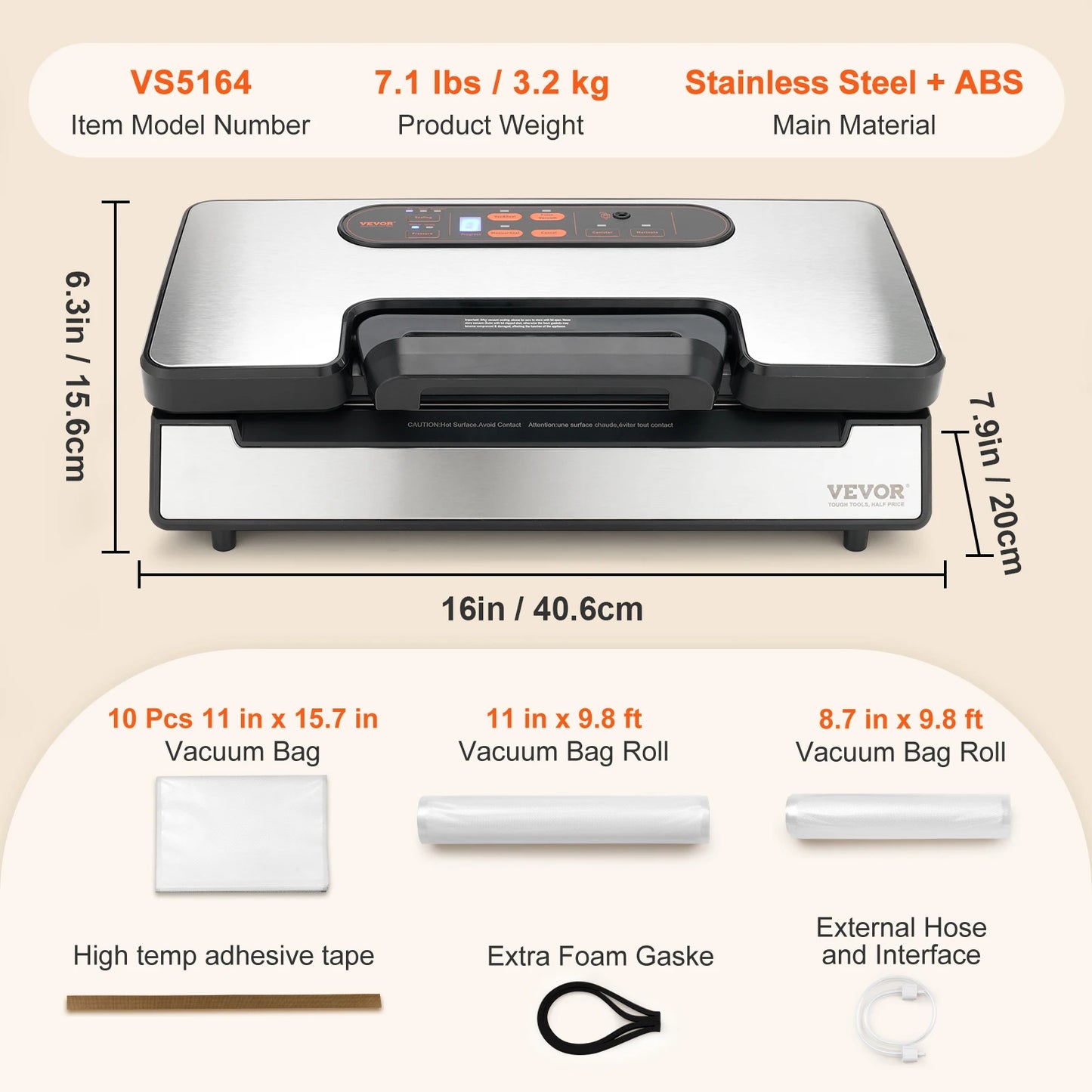 SucceBuy Vacuum Sealer 90Kpa 130W With Free Bags For Kitchen