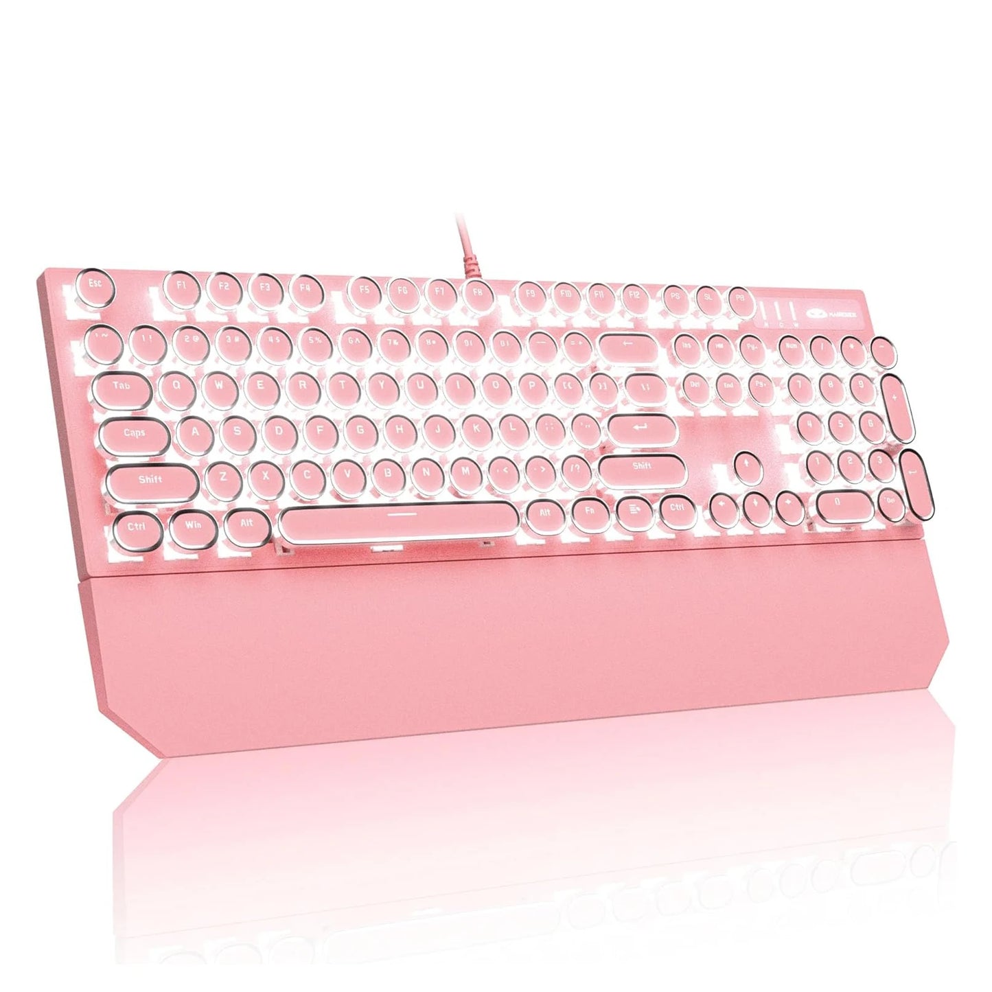 MageGee Typewriter Mechanical Gaming Keyboard With Retro Round Keycaps