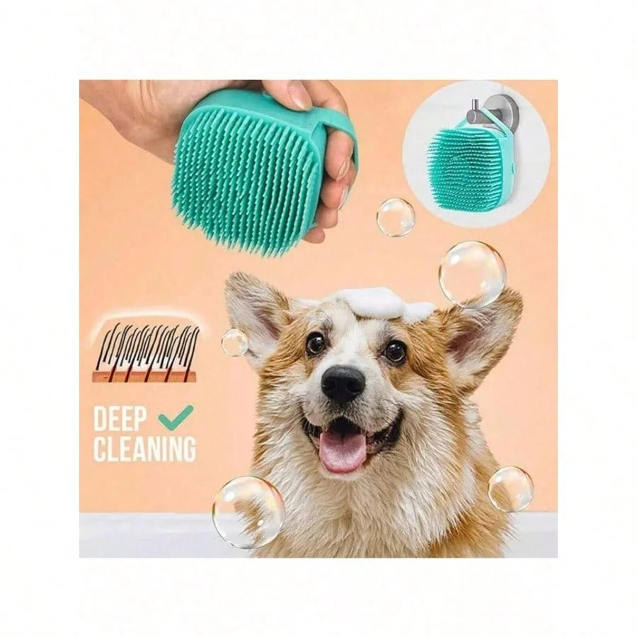 Pet Shampoo Brush for Dogs and Cats with Silicone Dispenser