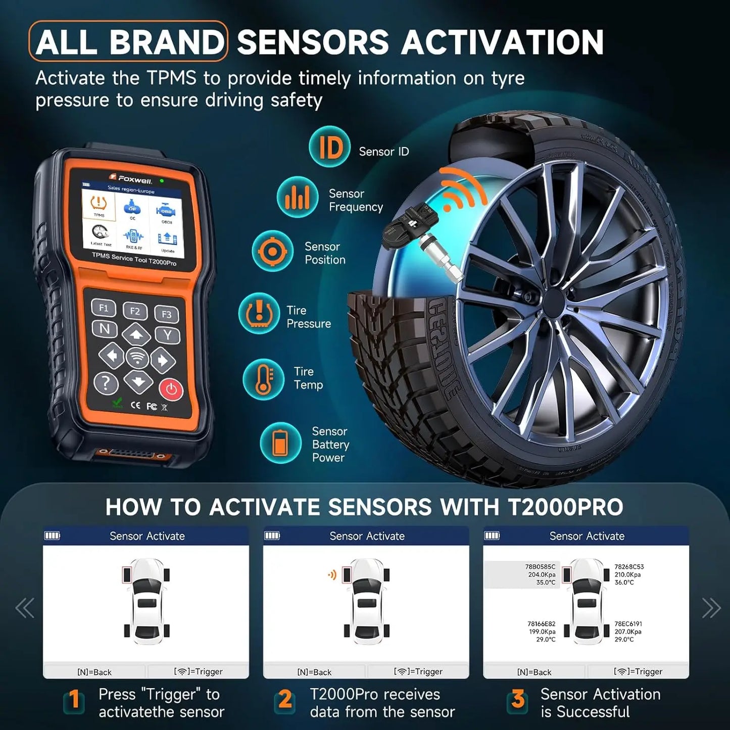 Foxwell T2000 Pro TPMS Relearn Tool For Auto Diagnostics