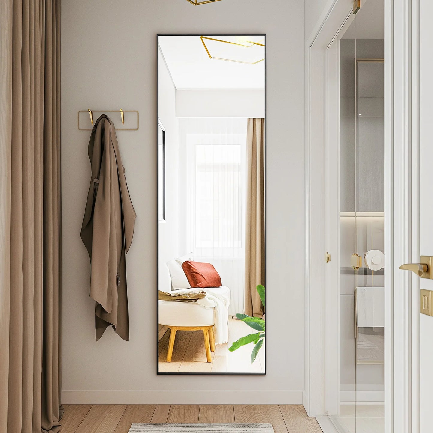 JHK Body Wall Mirror With Aluminum Frame For Living Room