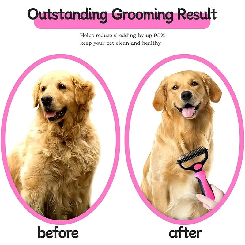 Pet Deshedding Brush For Dogs And Cats Self Cleaning Grooming