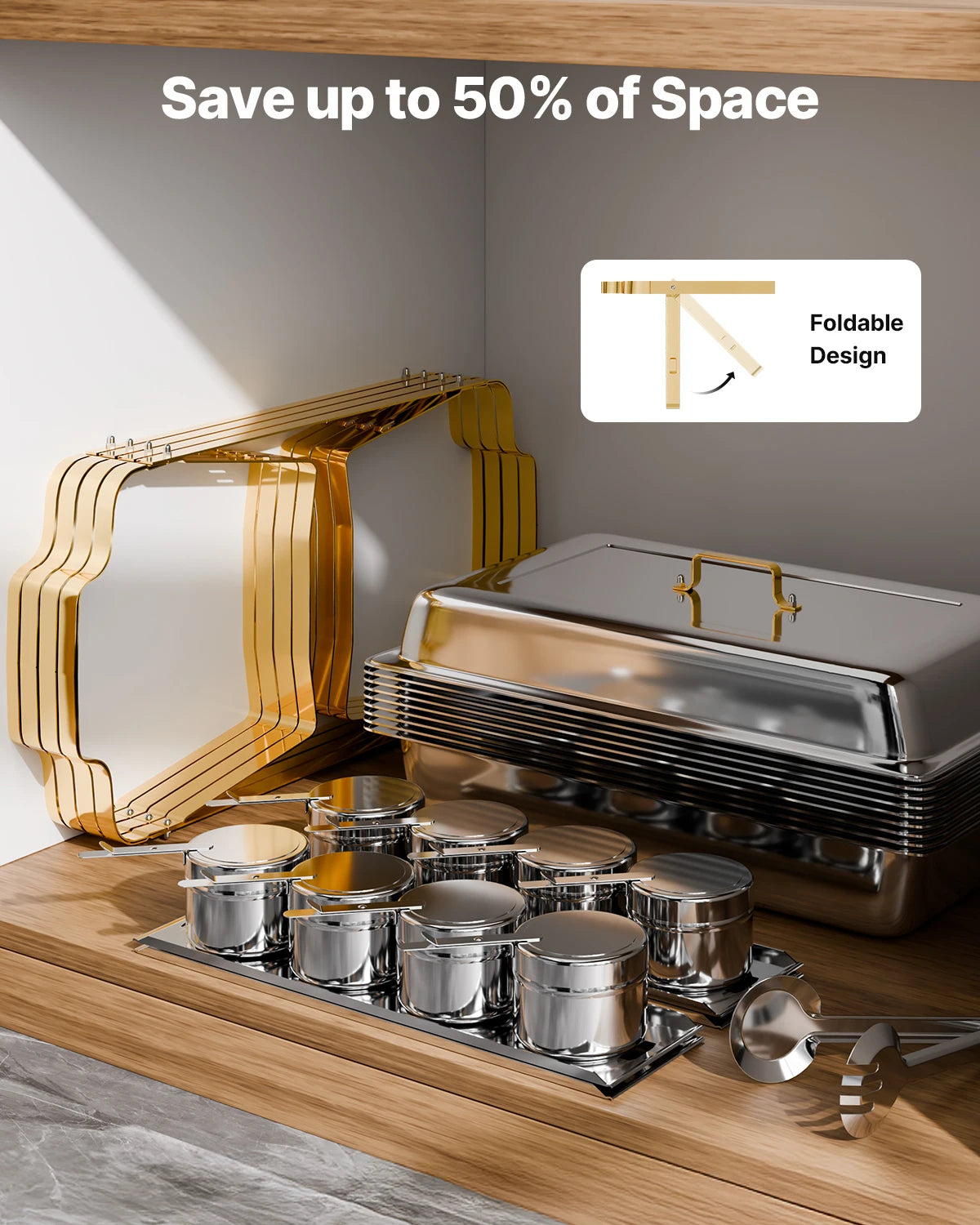 SucceBuy Chafing Dish Buffet Set Stainless Steel With Pans