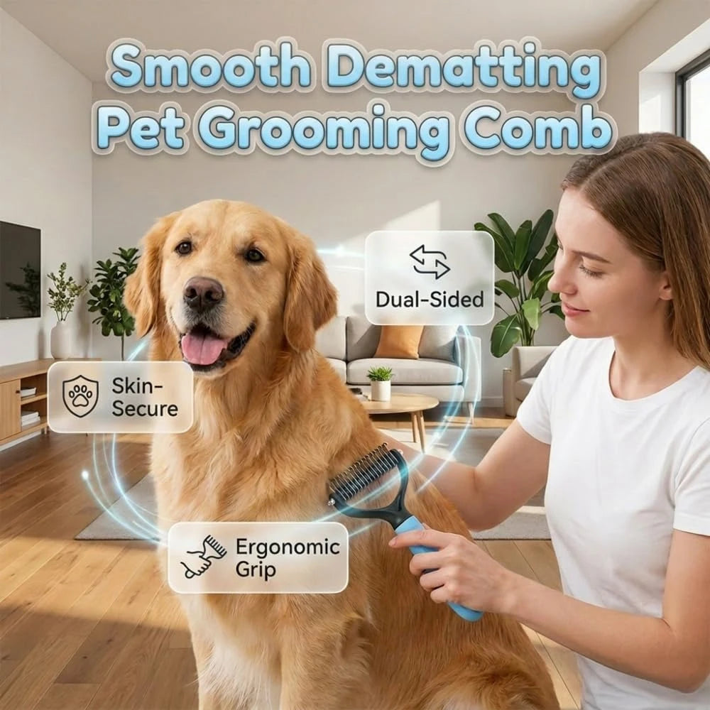 2-In-1 Dematting Comb For Dogs And Cats Deshedding Brush Tool
