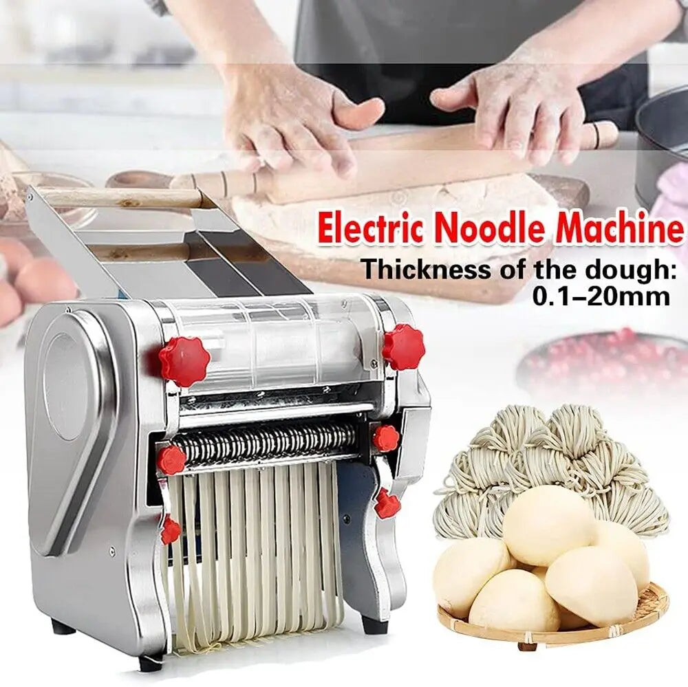 550W Electric Pasta Maker Noodle Machine Dual Knife Stainless Steel