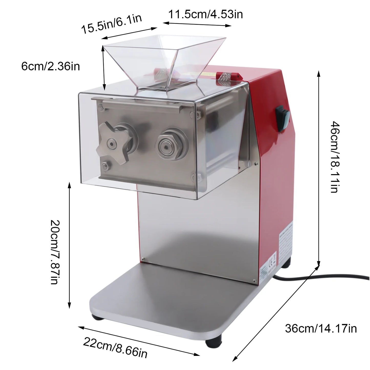 Bymaocar 1100W Vertical Electric Meat Cutter And Grinder Stainless Steel