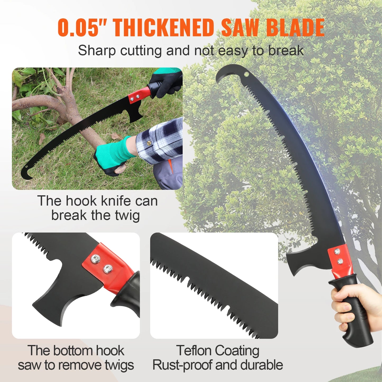 SucceBuy Telescopic Extendable Pole Saw Pruner With Aluminum Handle