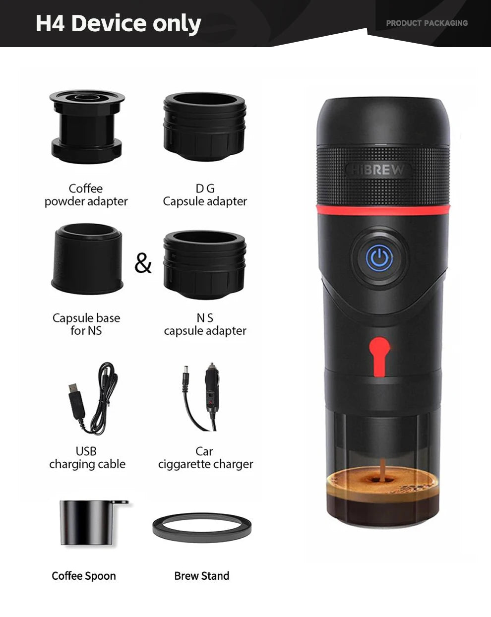 HiBREW Portable DC12V Espresso Coffee Maker For Car And Home