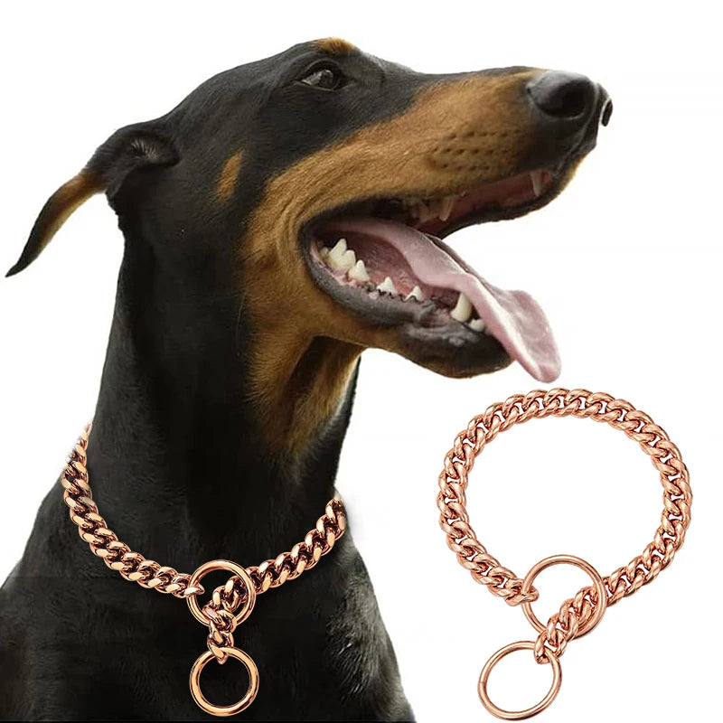 Stainless Steel Chain Collar For Dogs Cuban Link Training