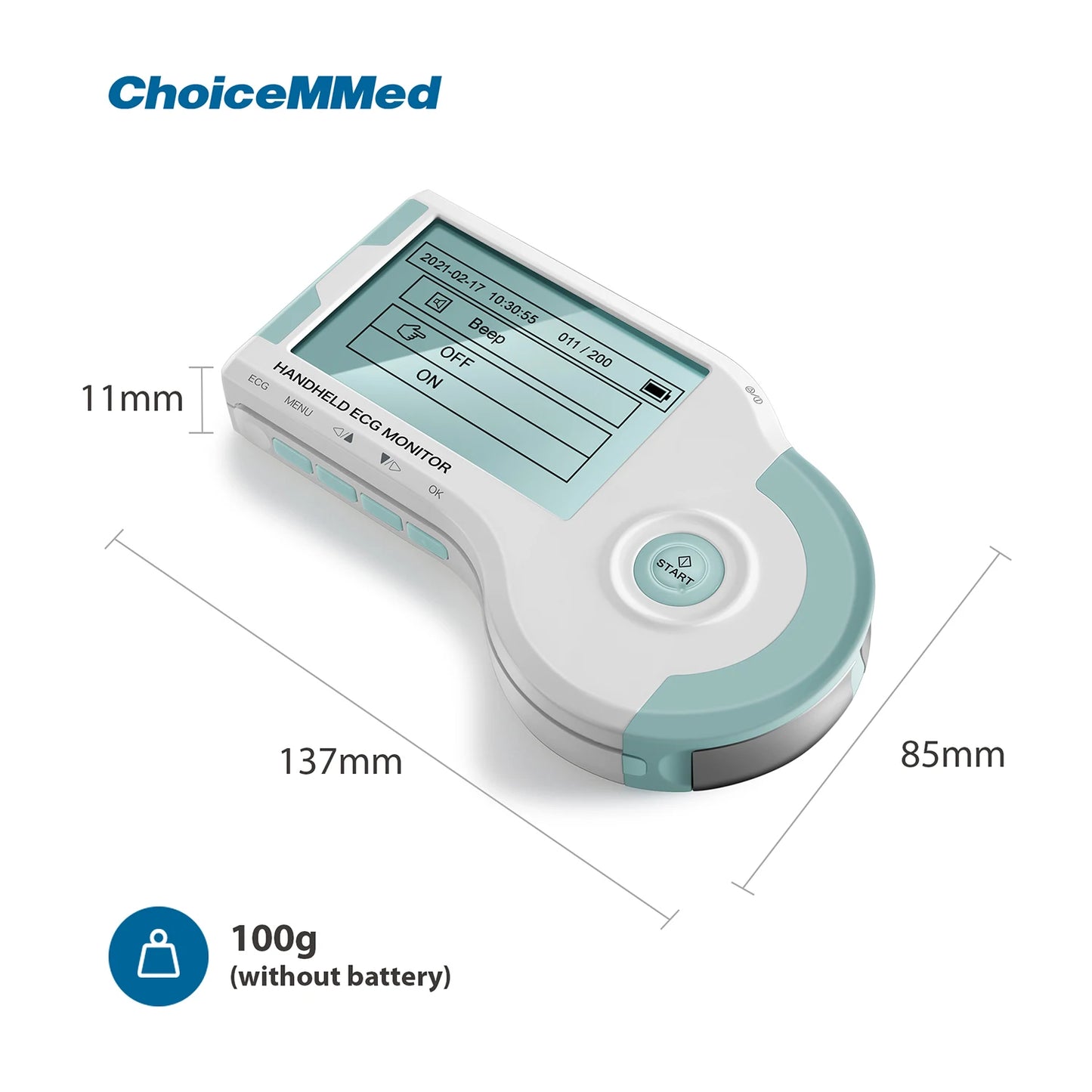 ChoiceMMed Handheld ECG Monitor Real Time Heart Rate Monitoring Electrocardiogram