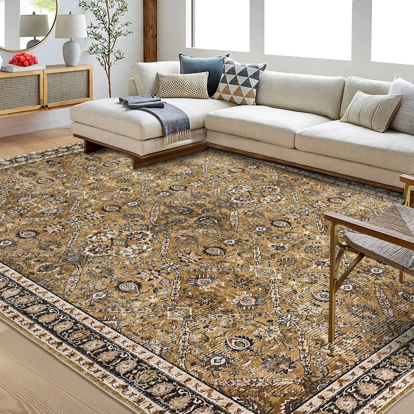 Geometric Moroccan Trellis Non Slip Washable Rug For Living Room