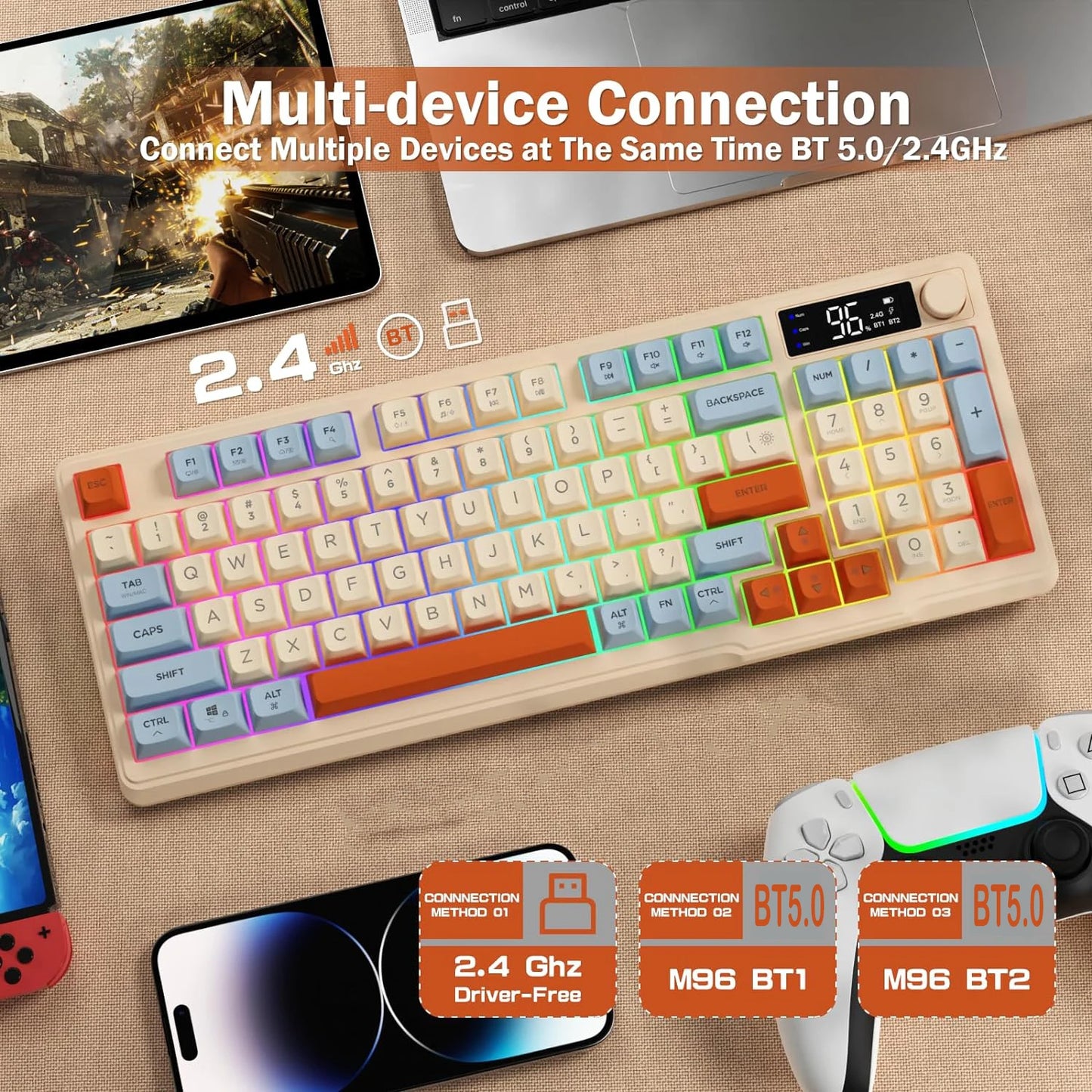 Attack Shark Ziyou Lang Wireless Gaming Keyboard With Display Screen And Knob