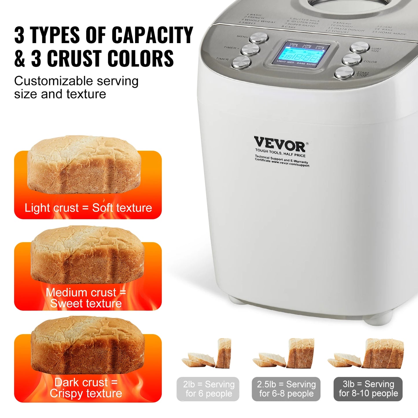 SucceBuy 15 In 1 Gluten Free Automatic Countertop Bread Maker