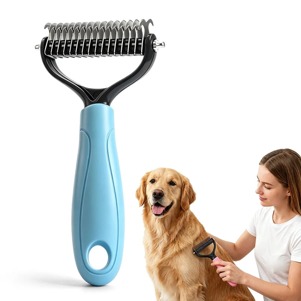 2-In-1 Dematting Comb For Dogs And Cats Deshedding Brush Tool
