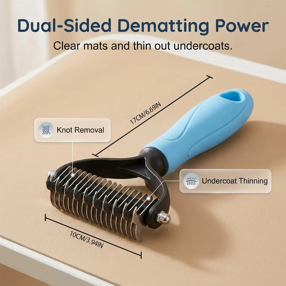 2-In-1 Dematting Comb For Dogs And Cats Deshedding Brush Tool