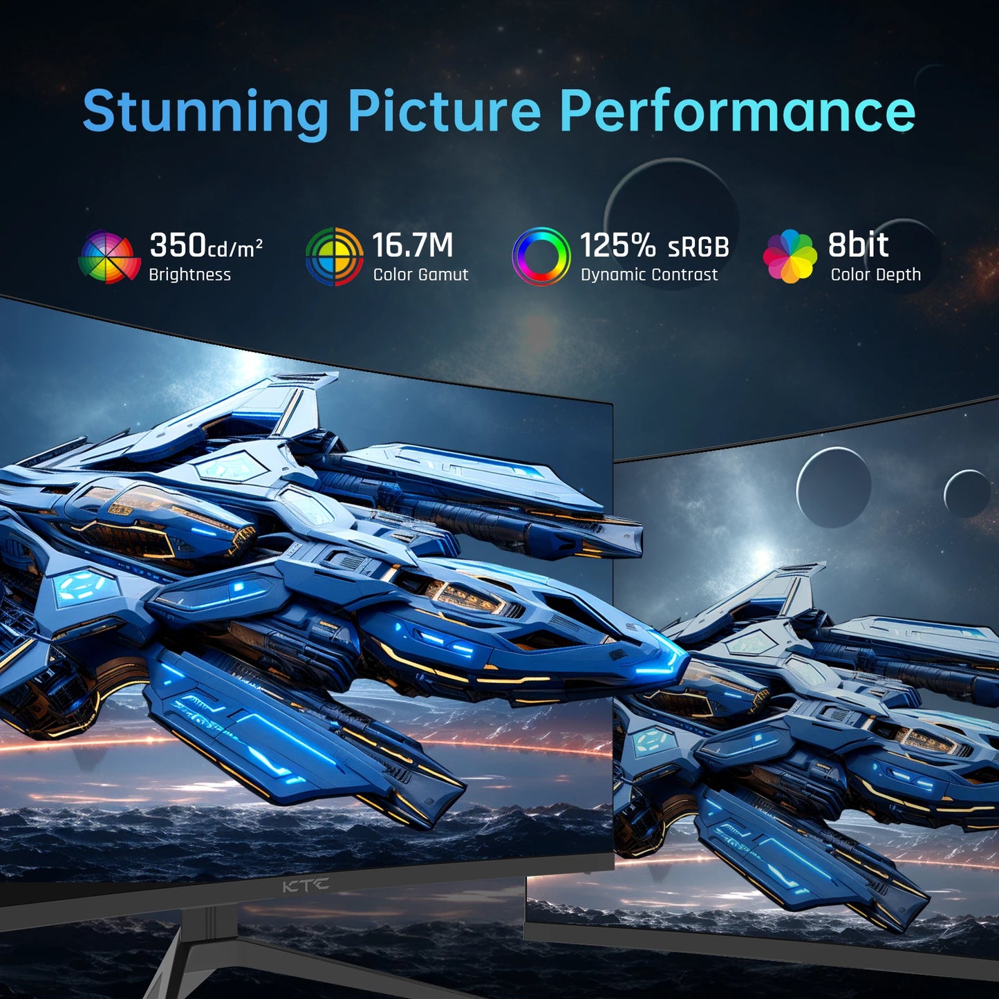 KTC Curved Gaming Monitor 240Hz HDR10 FreeSync G-Sync 1ms