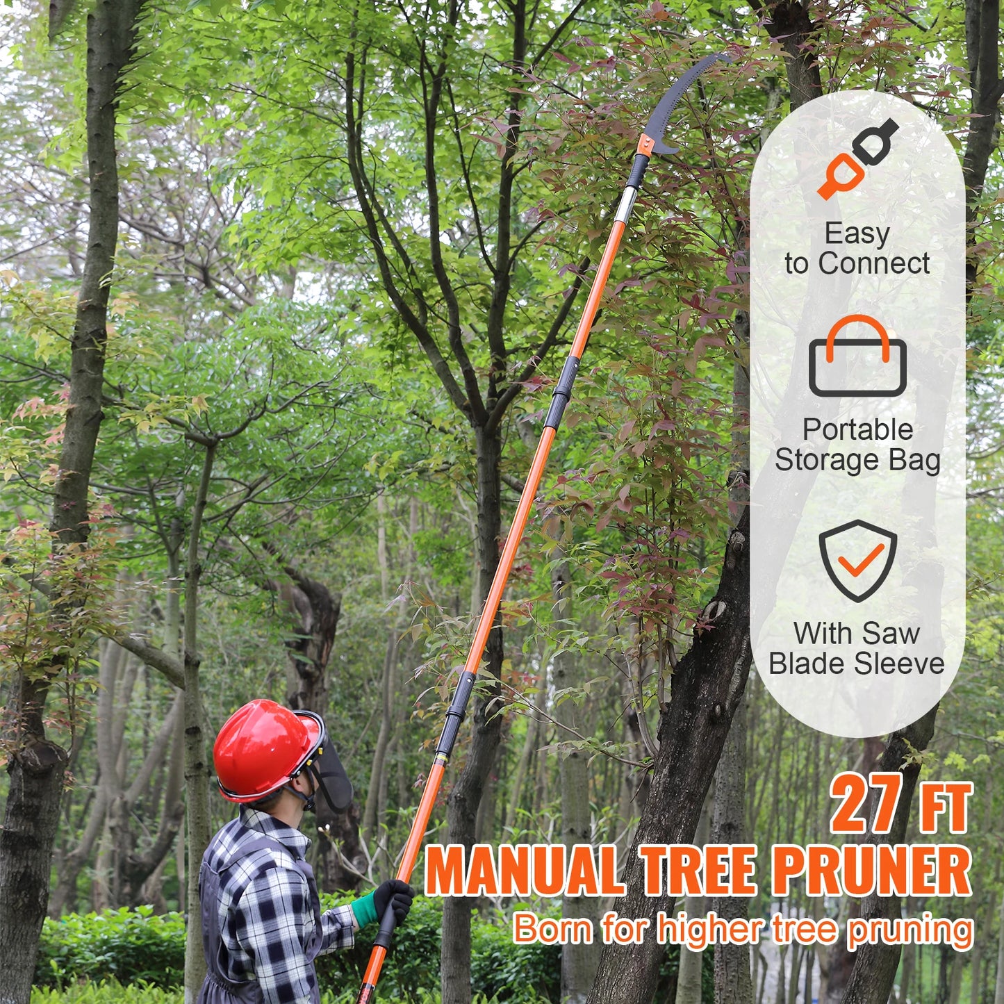 SucceBuy Telescopic Extendable Pole Saw Pruner With Aluminum Handle