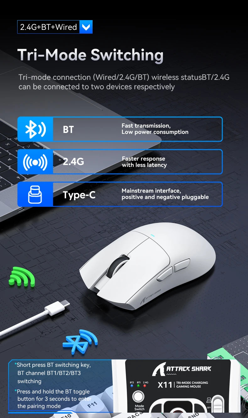 Attack Shark X11 Wireless Gaming Mouse 22K DPI PAW3311