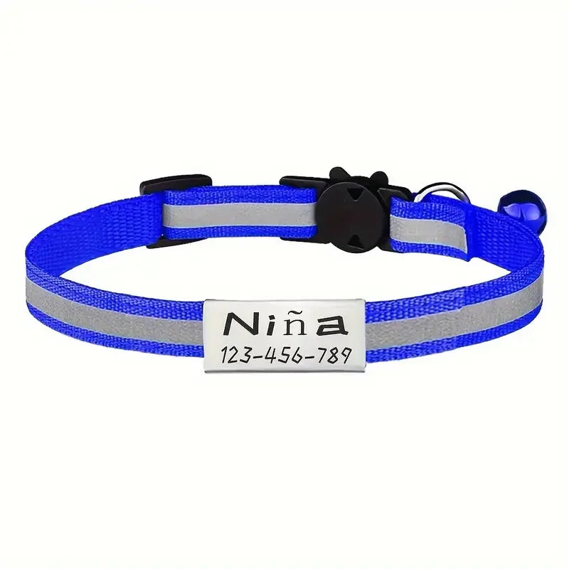 Personalized Reflective Cat Safety Collar Adjustable With Engraved ID