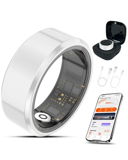 Casatelier White Ceramic Smart Ring Tracks SpO2, Heart Rate, Sleep