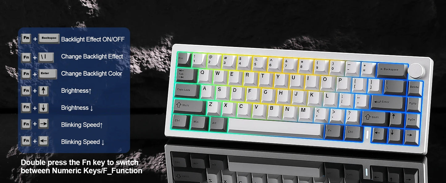 YUNZII AL68 Wireless Mechanical Keyboard With Knob QMK VIA