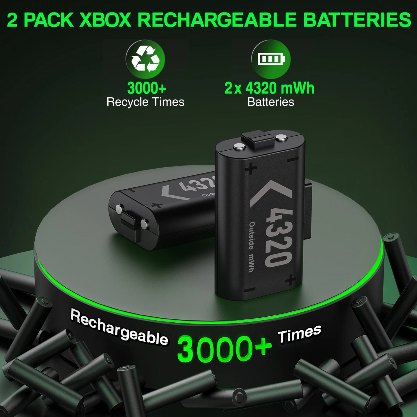 Beboncool S05 Rechargeable Batteries With Dual Fast Charger For Xbox
