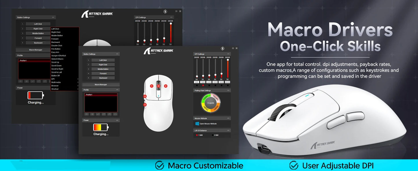 Attack Shark X3 Wireless Gaming Mouse With PAW3395 Sensor