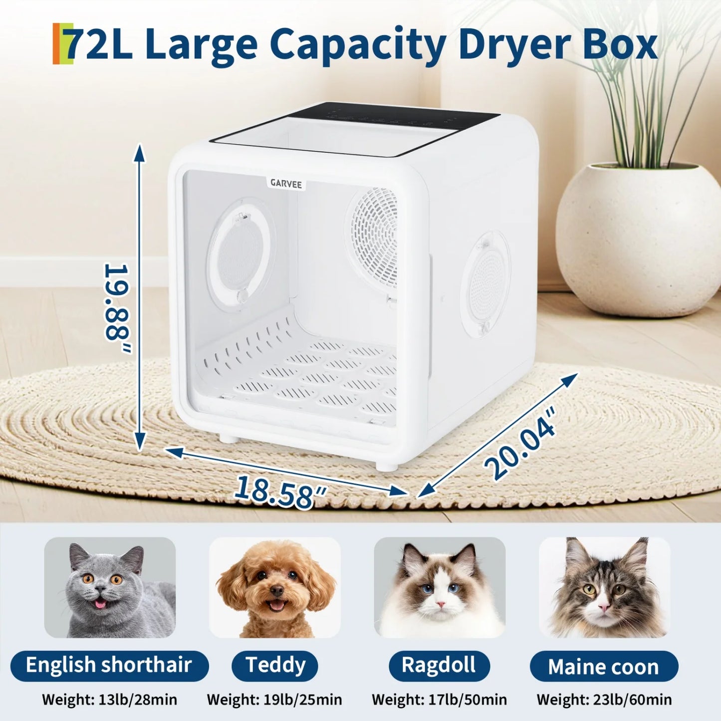 HiMISS 360 Degree Pet Drying Box With Five Outlets