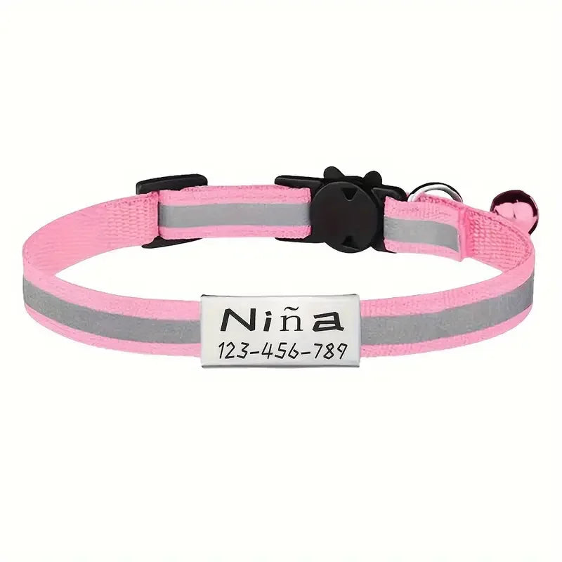Personalized Reflective Cat Safety Collar Adjustable With Engraved ID
