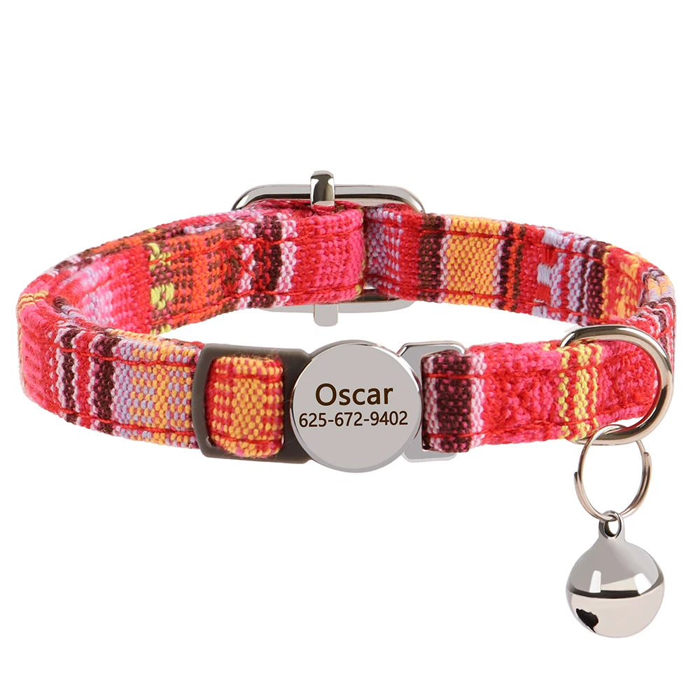 Personalized Cat And Small Dog Adjustable Collar With Engraved Name