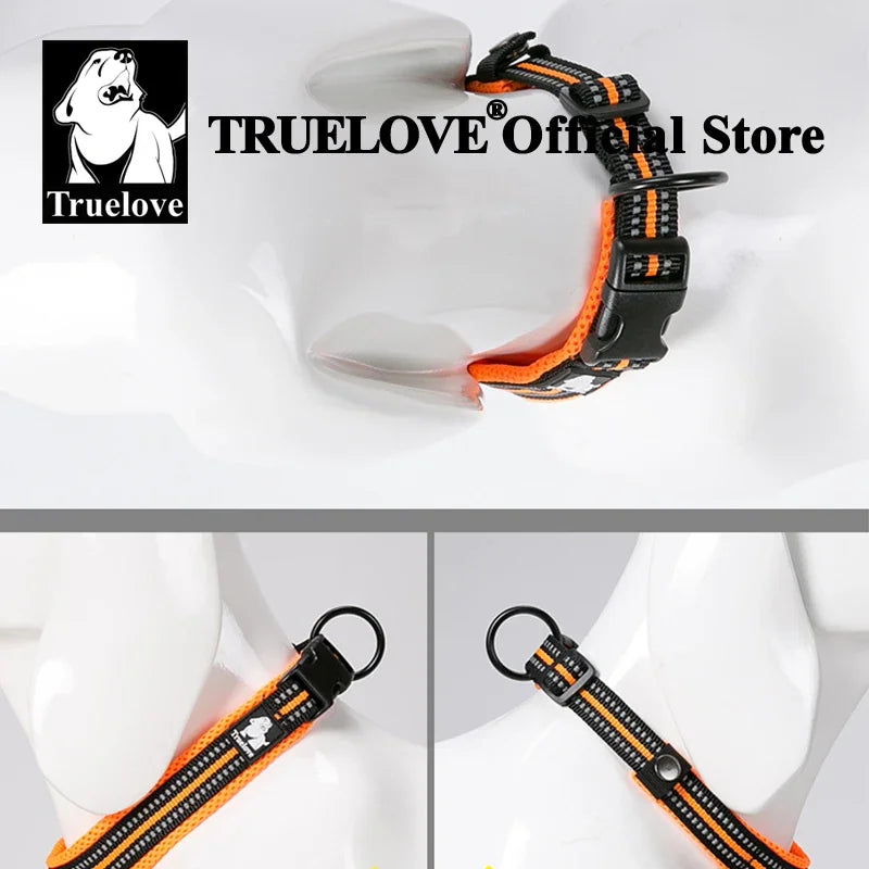 TRUELOVE Adjustable Nylon Dog Collar With Padded Reflective Training
