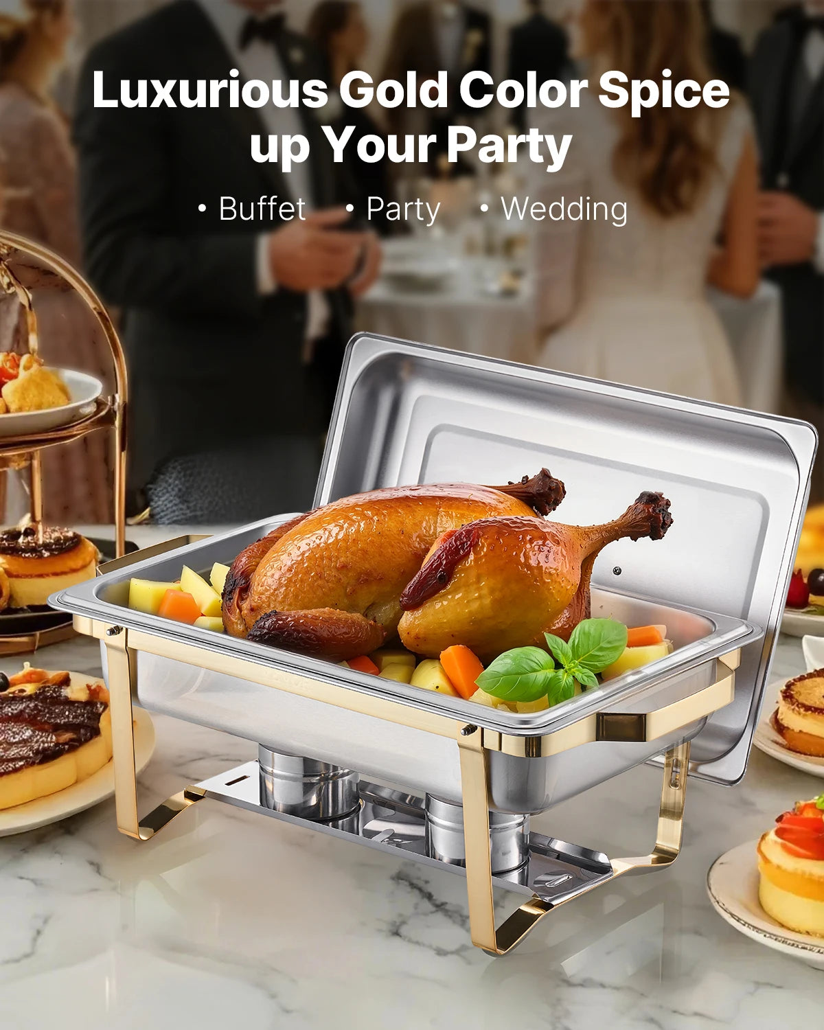 SucceBuy Chafing Dish Buffet Set Stainless Steel With Pans